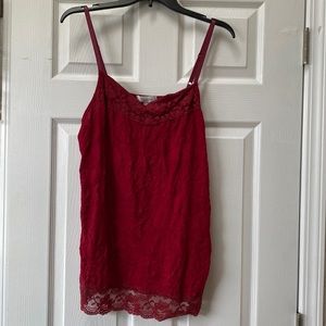 Women’s size 1X dress barn, red crinkled, and lace tank top